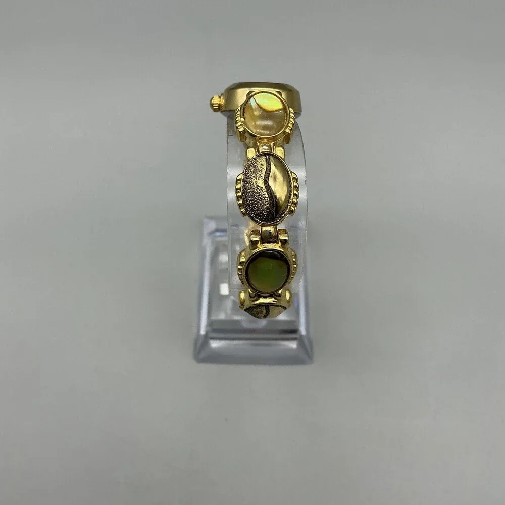 Vintage Vanity Fair Womens Watch 16mm Abalone Scarab Band New Battery 7.25